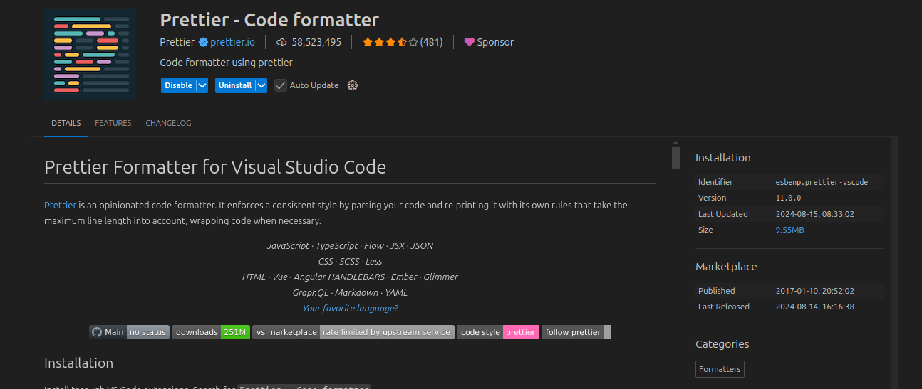 Prettier vscode extension preview