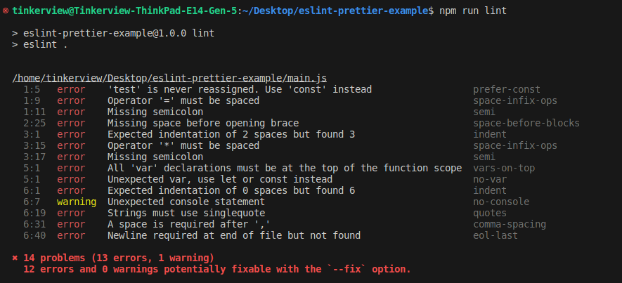 npm run lint
